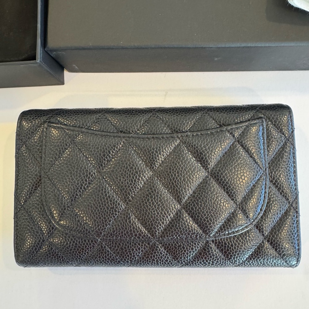 CHANEL Black Quilted Leather Clutch with Gold Logo - Picture 8 of 16